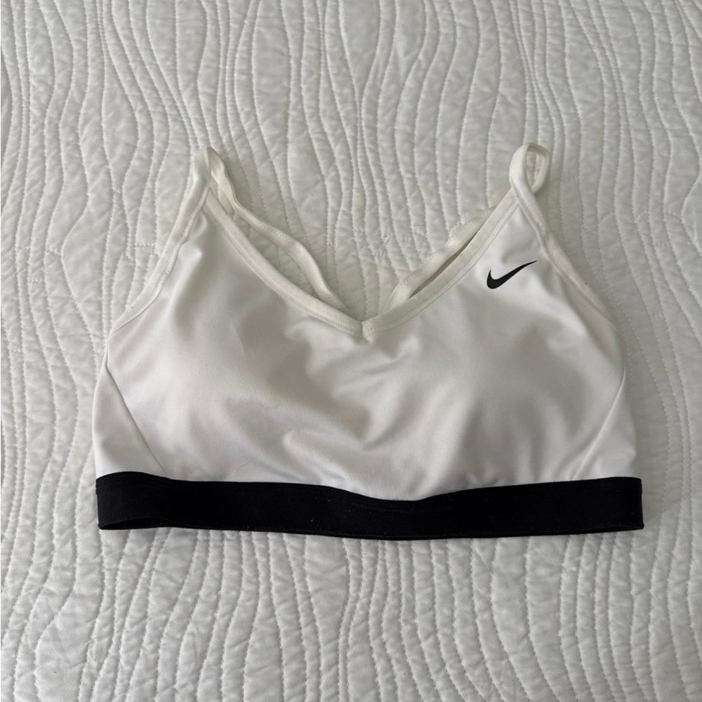 Nike White & Black Sports Bra